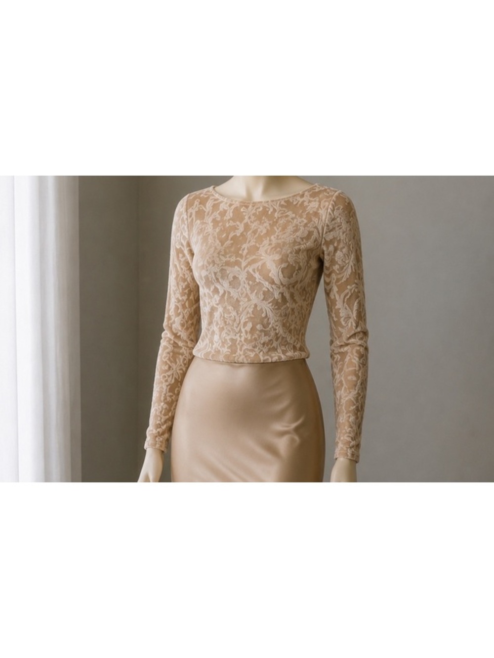 Vintage Talbots Petites Women’s L Beige Velvet Burnout Floral Long Sleeve Y2K